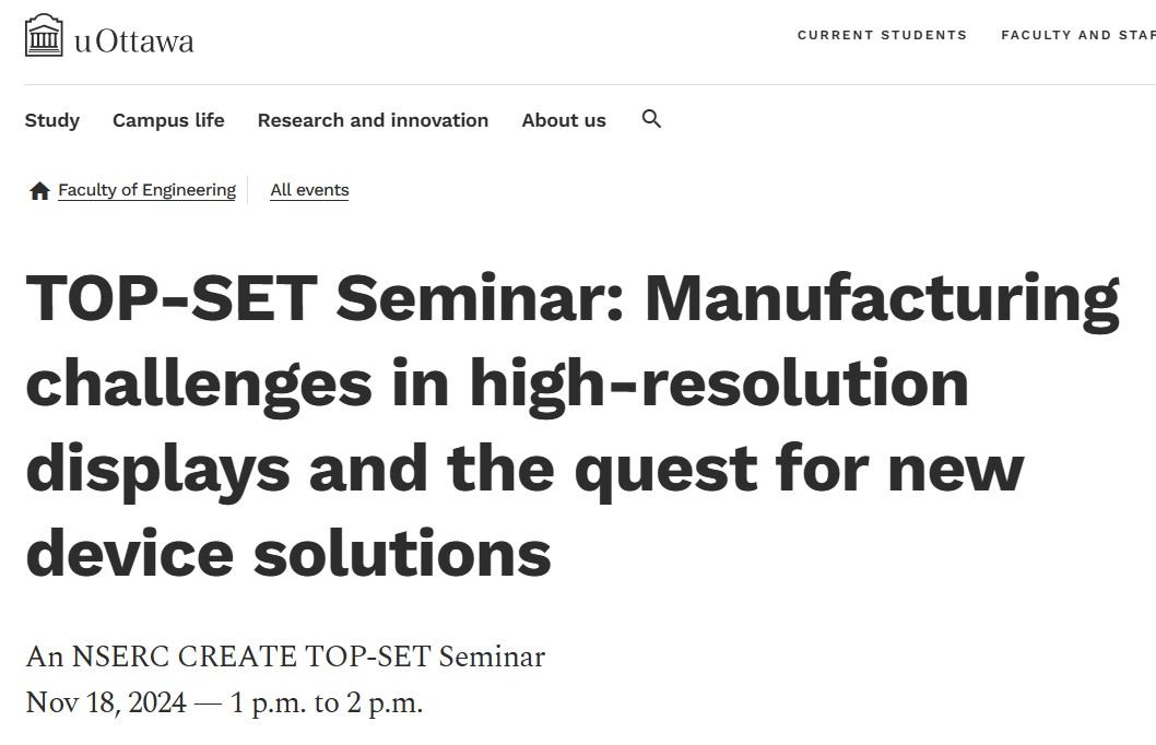 Prof. Kim delivering a seminar organized by Prof. Karin Hinzer at uOttawa (2024-11-18)