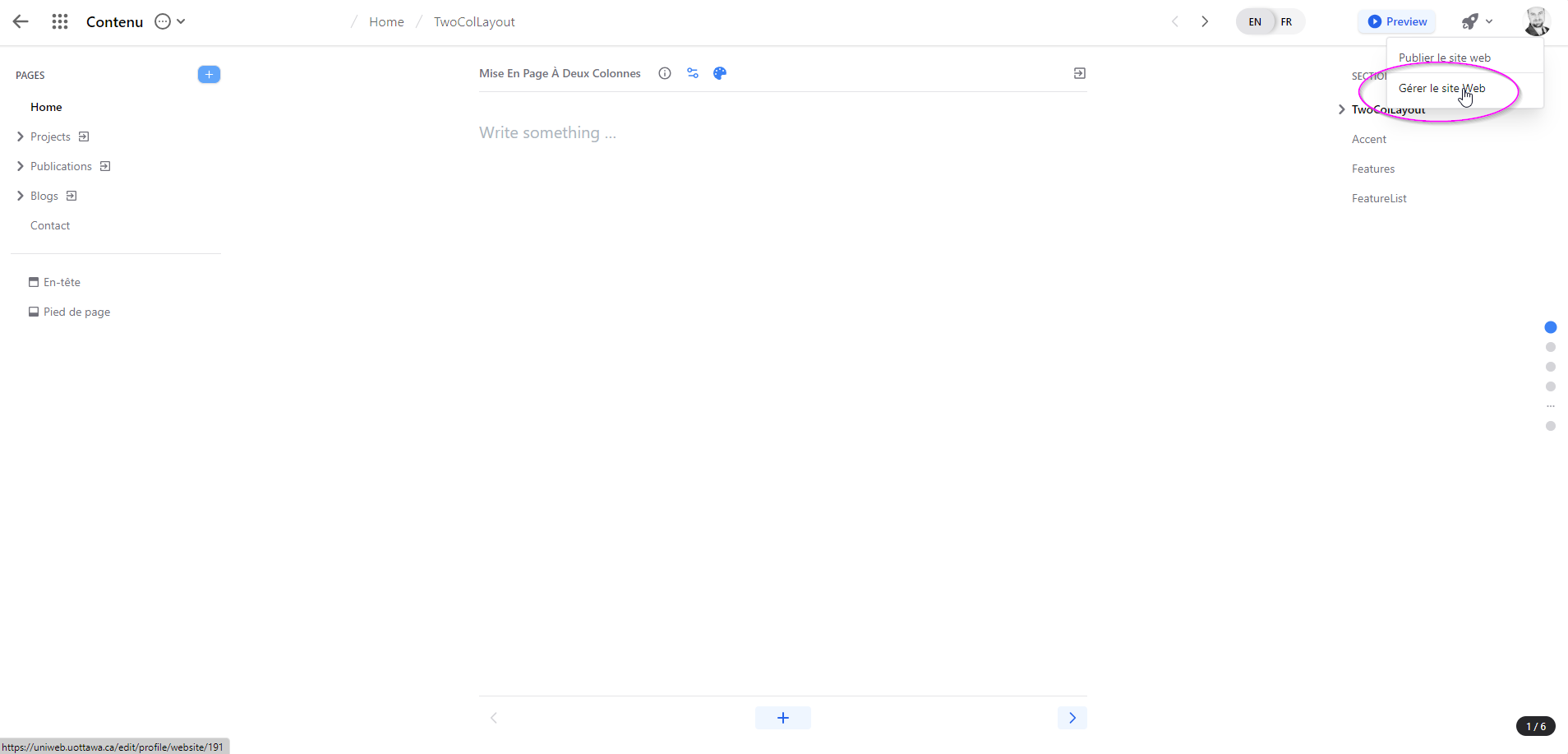 Accèder à la gestion de votre site web