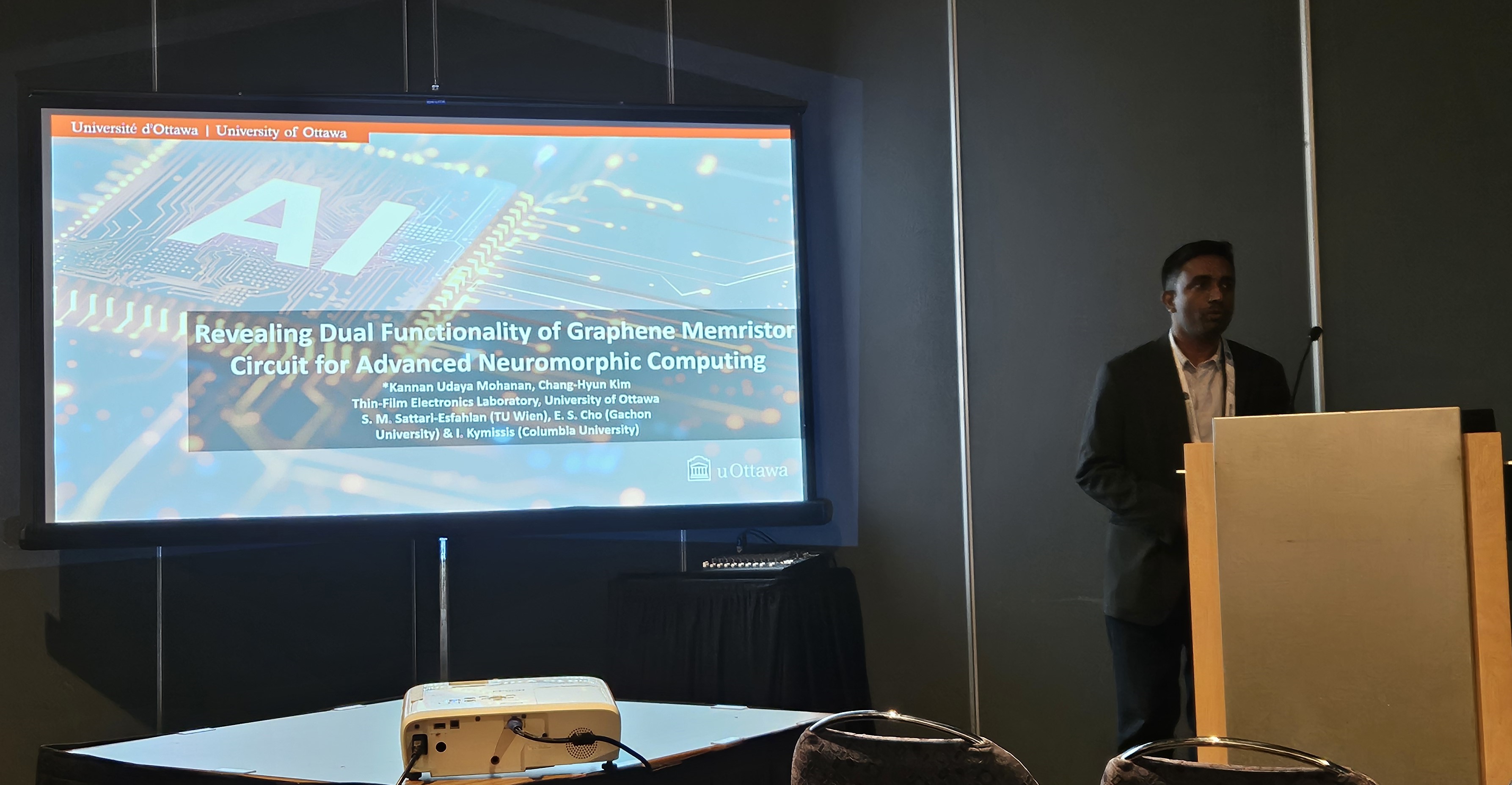 Dr. Udaya Mohanan delivering a talk at ECS (Electrochemical Society) meeting, Montréal, Canada (2025-05-19)