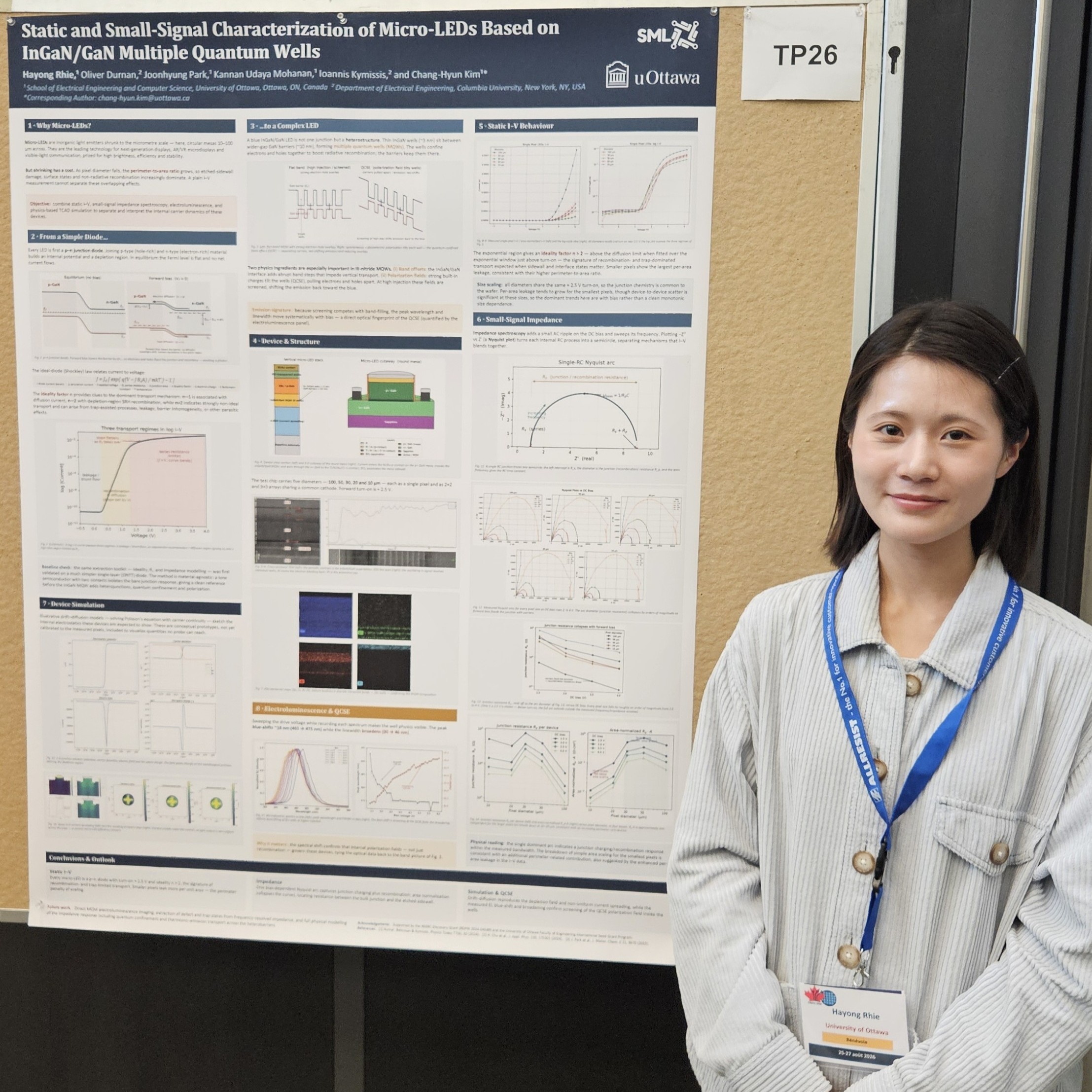 Hayong presenting a poster at CSSTC (Canadian Semiconductor Science and Technology Conference), Ottawa (2026-08-25)