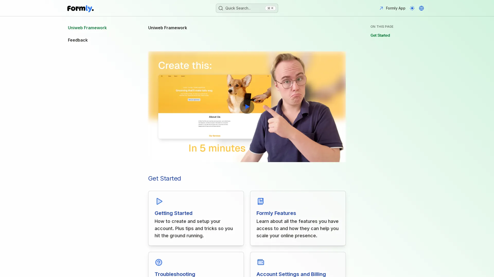 Uniweb Framework Documentation | Feedback